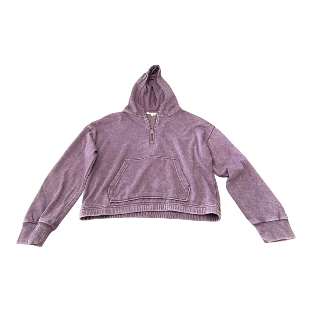 Hippie Rose Cropped Hoodie Purple 1/4 Zip Long Sleeve Casual Women’s Size L